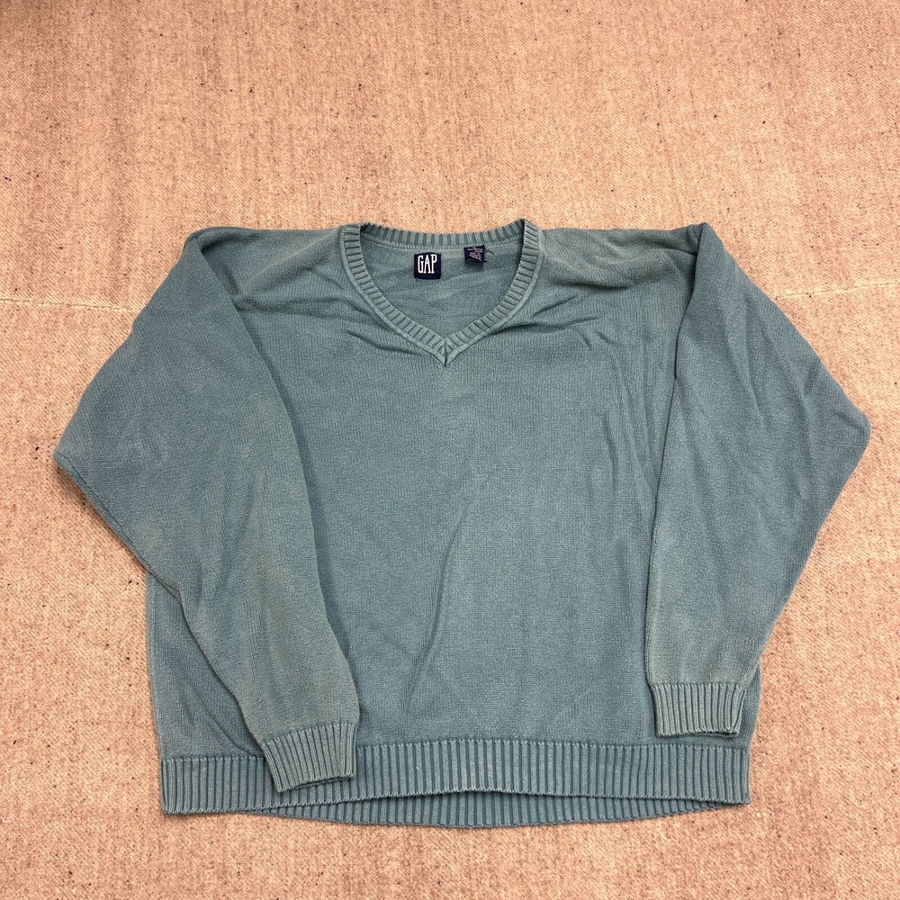 Vintage Gap Sweater Mens‎ XL Green 1990s V Neck